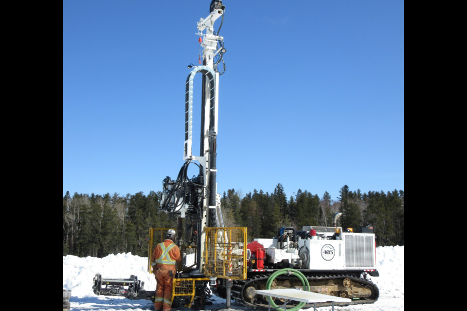 Drilling by STLLR Gold at the Hollinger Mine tailings site, outside Timmins (STLLR Gold photo)