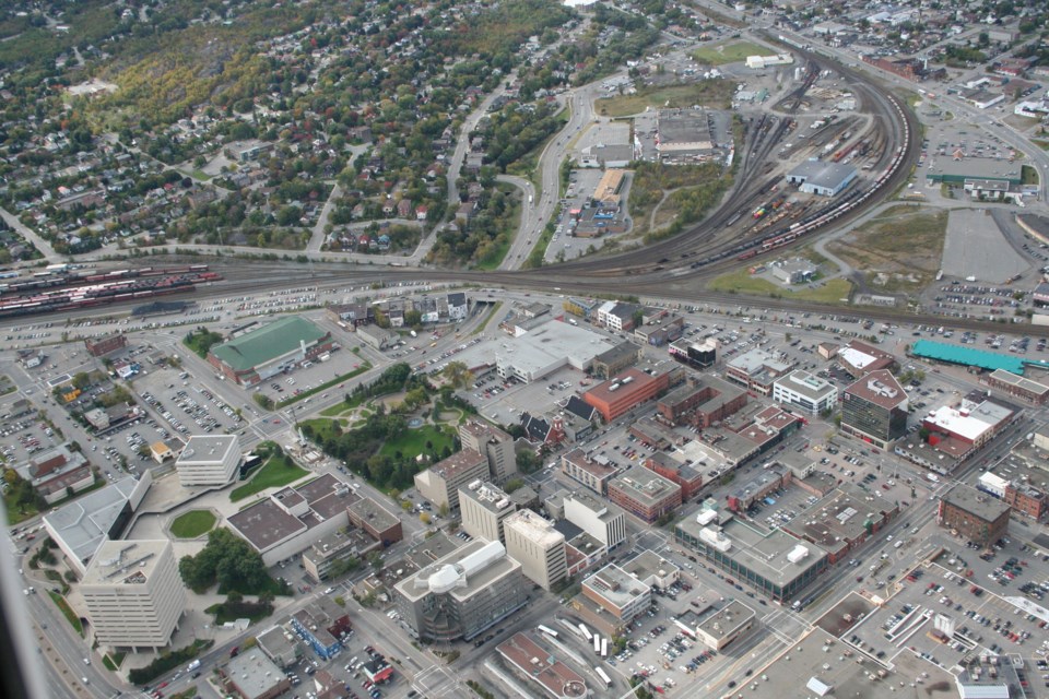 Sudbury downtown aerial 3
