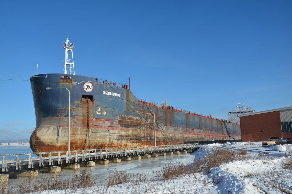 Four vessels are wintering in Thunder Bay, including the Algoma Guardian, Algoma Strongfield and the Frontenac at Keefer Terminal (Port of Thunder Bay photos)                                    