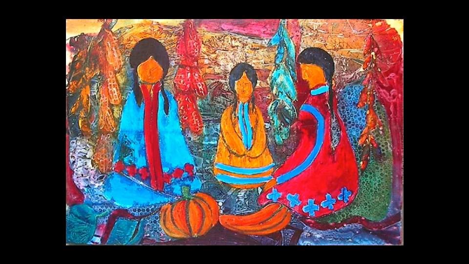 Visual artist Gordon Miller, a member of the Mattagami First Nation, has artwork featured on Biskane, a new online marketplace featured the work of Indigenous artisans. Pictured is Miller's painting 'Three Sisters.'