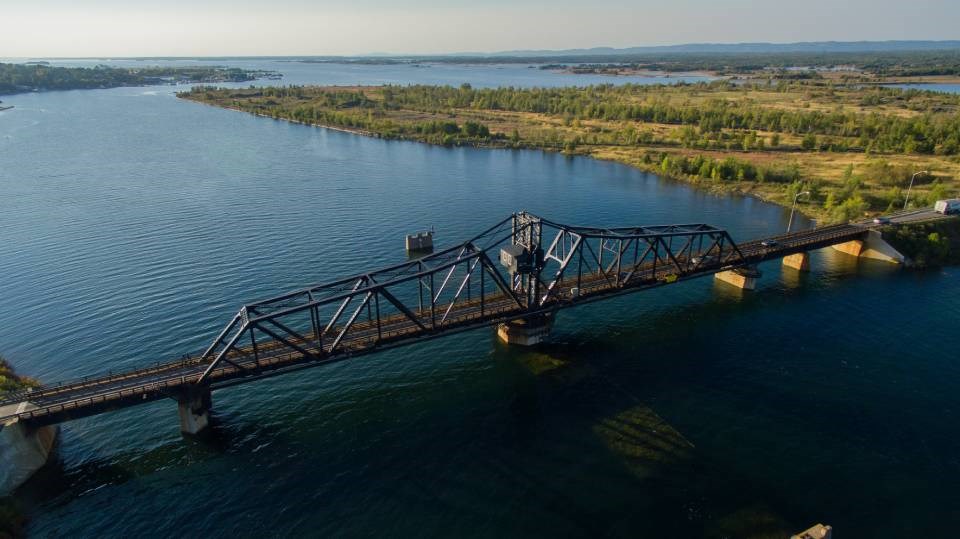 The swing bridge connecting Manitoulin Island to the mainland of Ontario was completed in 1913.