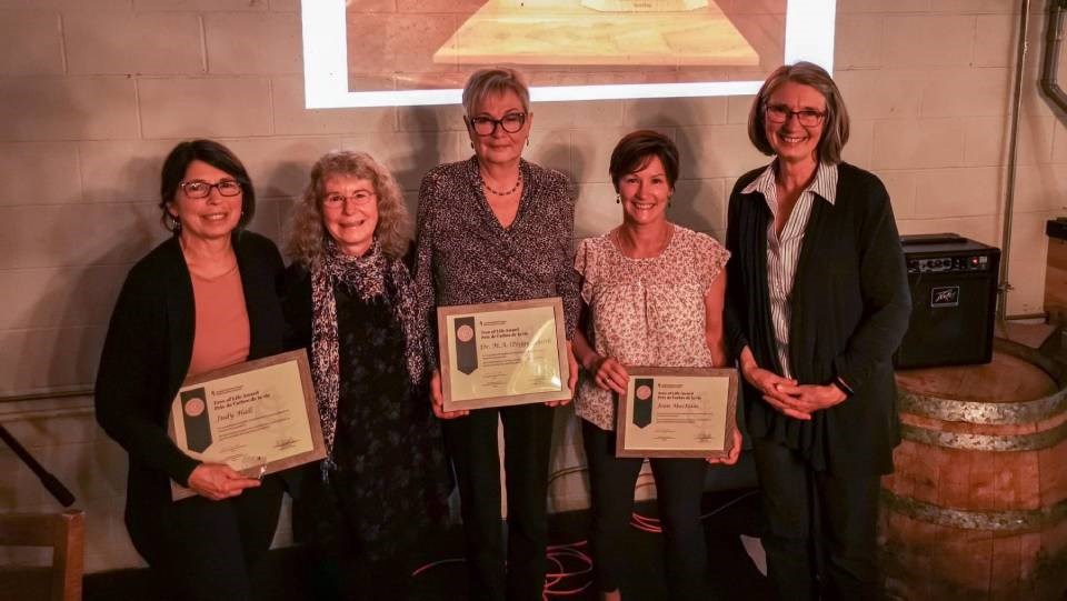 Three members of the Northwestern Ontario section of the Canadian Institute of Forestry were recently lauded for their contributions to the industry. They include Judy Hall (left), Dr. Peggy Smith (centre), and Jean MacIsaac (second from right).