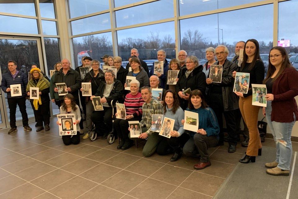 Miners and their family members gathered at the United Steelworkers hall in Sudbury on the morning of Nov. 3, 2022 before heading to Toronto to hear an official apology in the Legislative Assembly of Ontario.