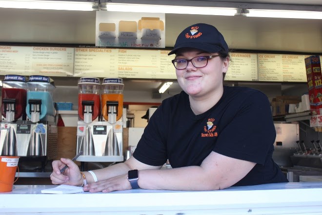 Employee Sara Gervais stands at the ready to take orders at the Riv chip stand in Sturgeon Falls. (Ella Jane Myers photo)