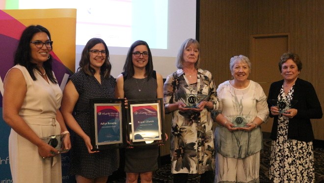 The 2019 IW Award winners from northwestern Ontario are (from left) Melissa Hardy-Giles, Entrepreneur of the Year; Ashlyn Ransome, Young Entrepreneur of the Year; Raquel Glavish, Tradeswoman of the Year; Patricia Forrest, Influential Community Trailblazer; Madge Richardson, Executive of the Year; and Marlene Davidson, Aboriginal Leadership.