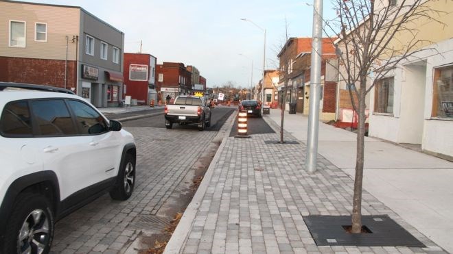 Gore Street in downtown Sault Ste. Marie has been transformed with a reconstructed road, wider sidewalks, and older, dilapidated properties torn down. Darren Taylor photo