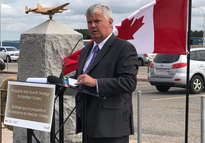On Aug. 26, Sault Ste. Marie MP Terry Sheehan announced $1.8 million for infrastructure upgrades at the Sault Ste. Airport. (Twitter photo)