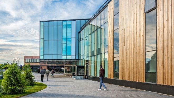 The McEwen School of Architecture in Sudbury was awarded the Institutional Wood Design Award (over $10 million) by Wood WORKS!