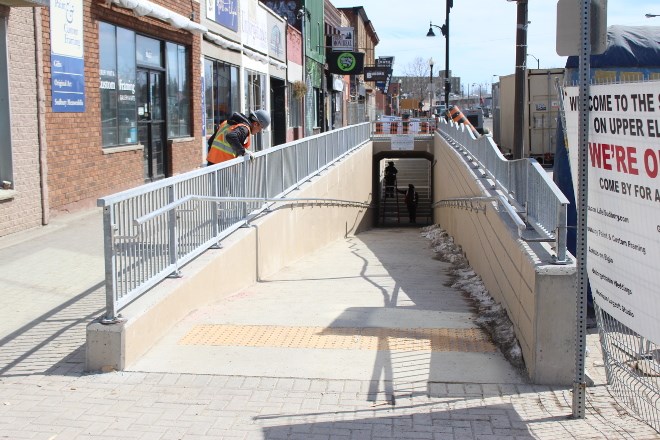 Work on the Elgin Street underpass was completed in March. It's the first component of Sudbury's Elgin Greenway to see completion. (Matt Durnan photo)