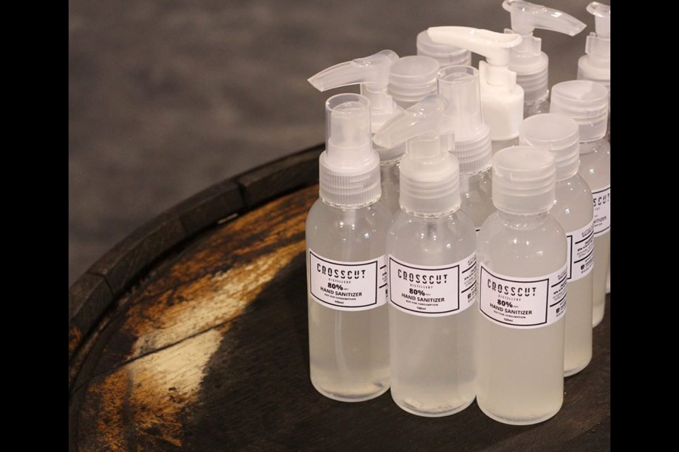 Crosscut Distillery in Sudbury is producing hand sanitizer in an effort to support the community as it tries to stop the spread of COVID-19. (Facebook photo)