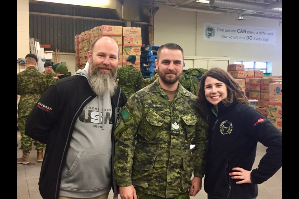 From left are Jeff LaLonde, USW campaign co-chair, Sgt. Scott Barbe, and Sarah Yasinchuk, Vale campaign co-chair. (Supplied photo/Vale)