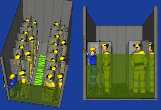 Sudbury's Rezplast Manufacturing has devised the Personal Protective Pod, a partition that can separate workers in a mine cage or elevator. (Supplied image)