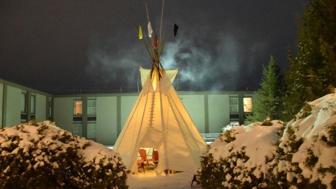 The new teepee at Ramada Timmins serves as a place for ceremony, reflection and teaching amongst Indigenous visitors.