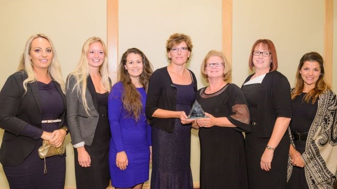 Head Start in Business received the Award of Excellence for Innovation at the recent Community Futures Ontario Conference. On hand for the awards ceremonies were Bonnie Martineau, Cierra Parkhill, and Adele Delorme of Head Start in Business; Linda Semczyszyn, executive director of the North Claybelt CFDC; Cindy Reasbeck, program manager, Erinn Nesbitt, and Ashlee Gerard of Head Start in Business.