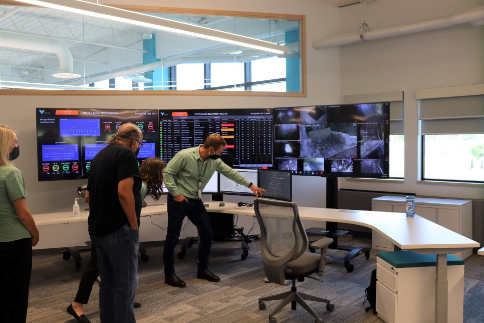 Dino Otranto, chief operating officer of Vale’s North Atlantic Operations, leads a tour of the mining company's new operations centre in Copper Cliff.
(Vale supplied photo)