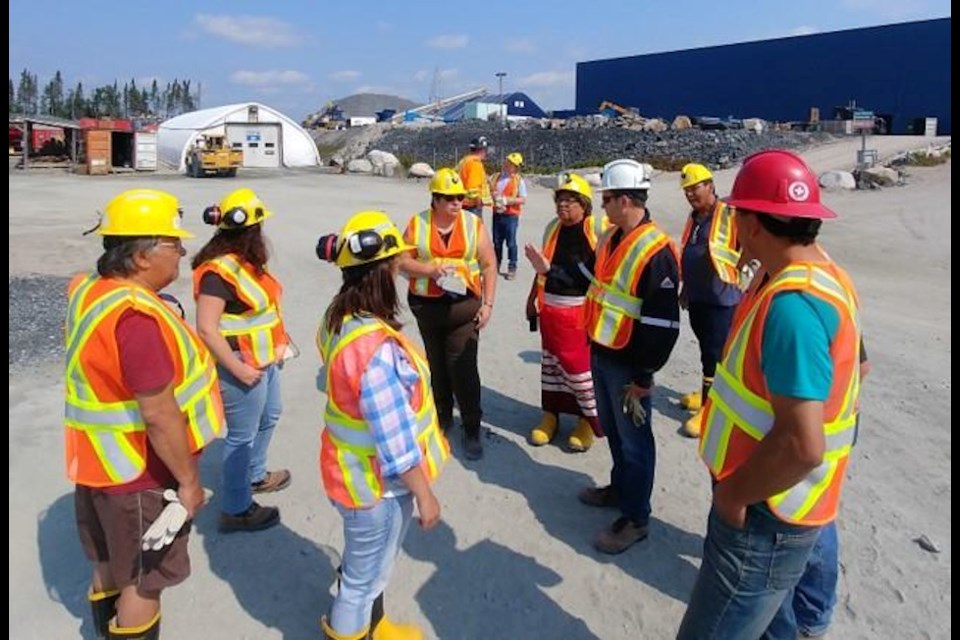 Leadership of Netmizaaggamig Nishnaabeg and White Lake LP at the Harte Gold mine site in 2018. (White Lake LP Facebook photo)