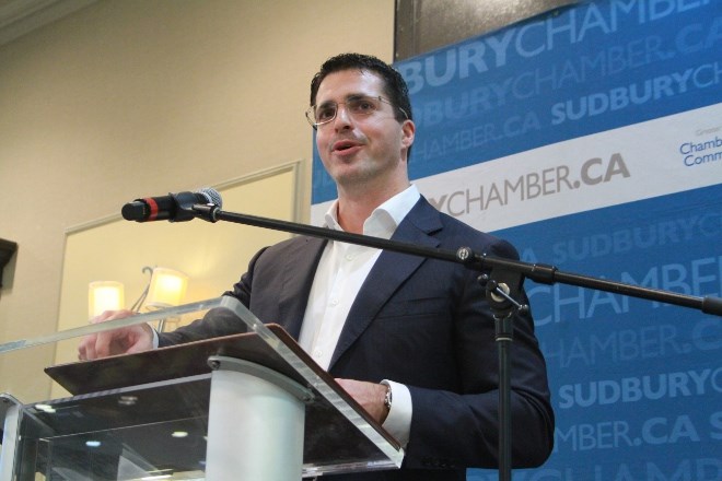 Perer Xavier, vice-president, Sudbury Integrated Nickel Operations, a Glencore Company, talks about the corporation's Onaping Depth project at a Sudbury Chamber of Commerce luncheon at the Holiday Inn on Nov. 6. (Karen McKinley photo)