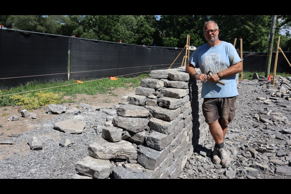 Menno Braam works alone every day creating the new gateway structure at the foot of Mississagua Road