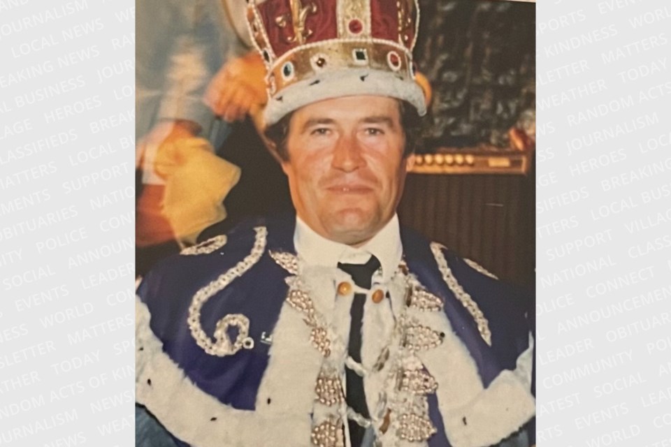 Peter Van de Laar, the 1985 Grape King, in the full regalia of that era