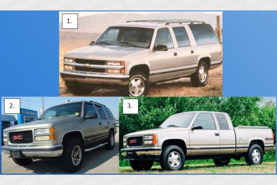 Police believe the vehicle involved in a weekend hit-and-run that left a cyclist with critical injuries is similar to one of these three models.