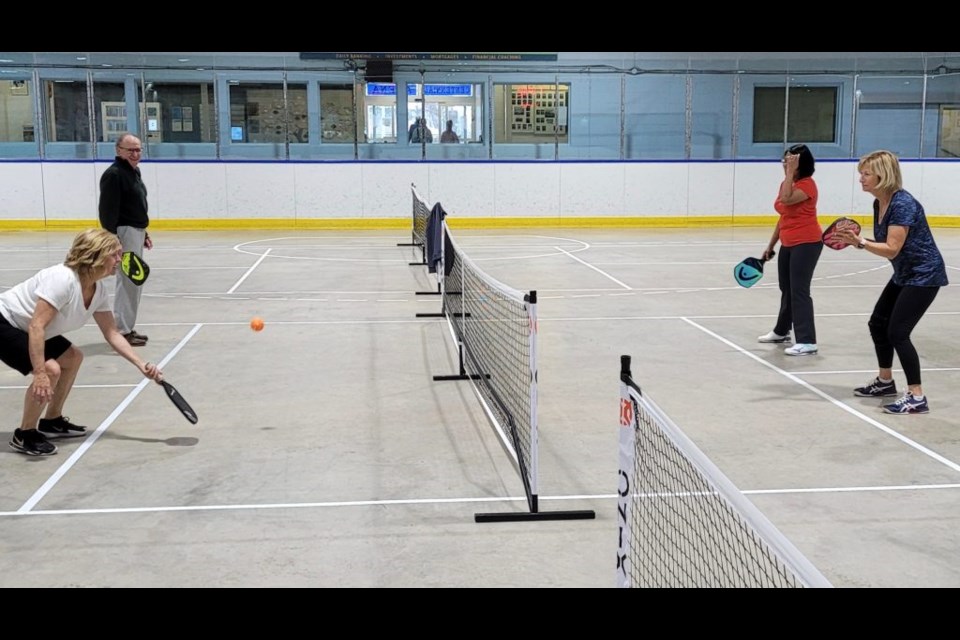 The indoor pickleball courts at the Centennial Arena. (Penny Coles)