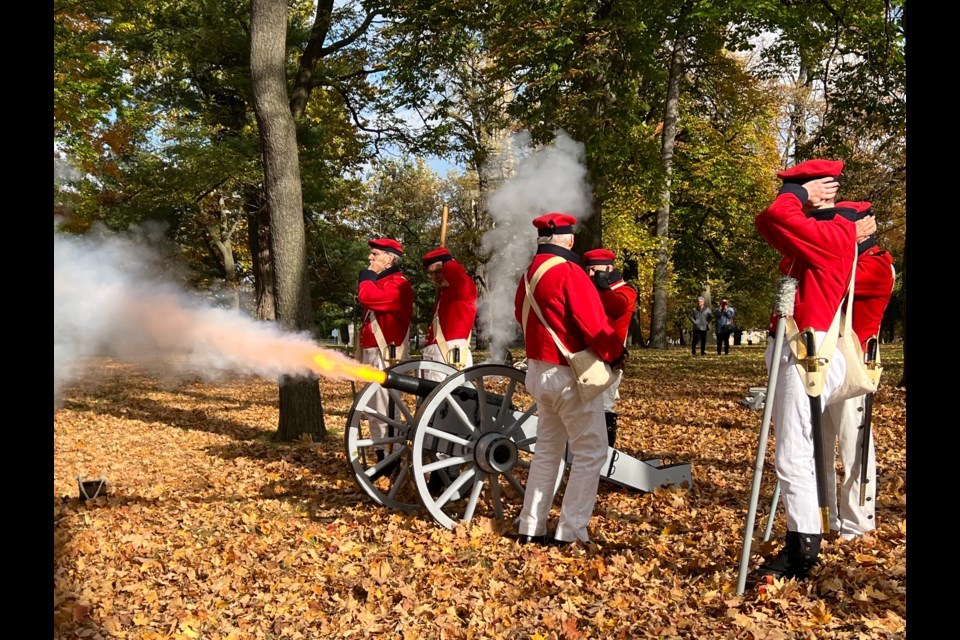 The 2nd Lincoln Artillery end a moment of silence with cannon fire at Valour and Victory, a celebration to remember Indigenous veterans.