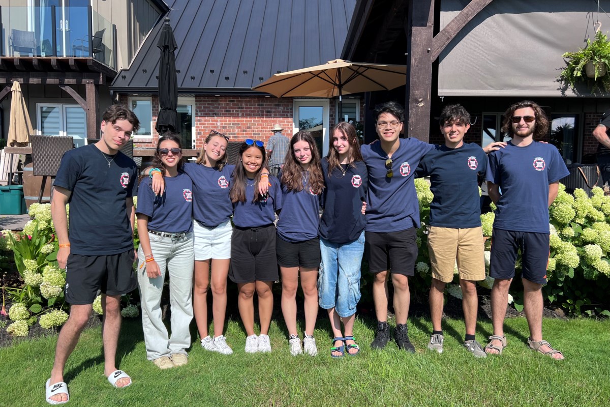 Nine students from eight countries enjoyed an afternoon in the backyard of Lions Club members Erwin Wiens and Dorothy Soo-Wiens.