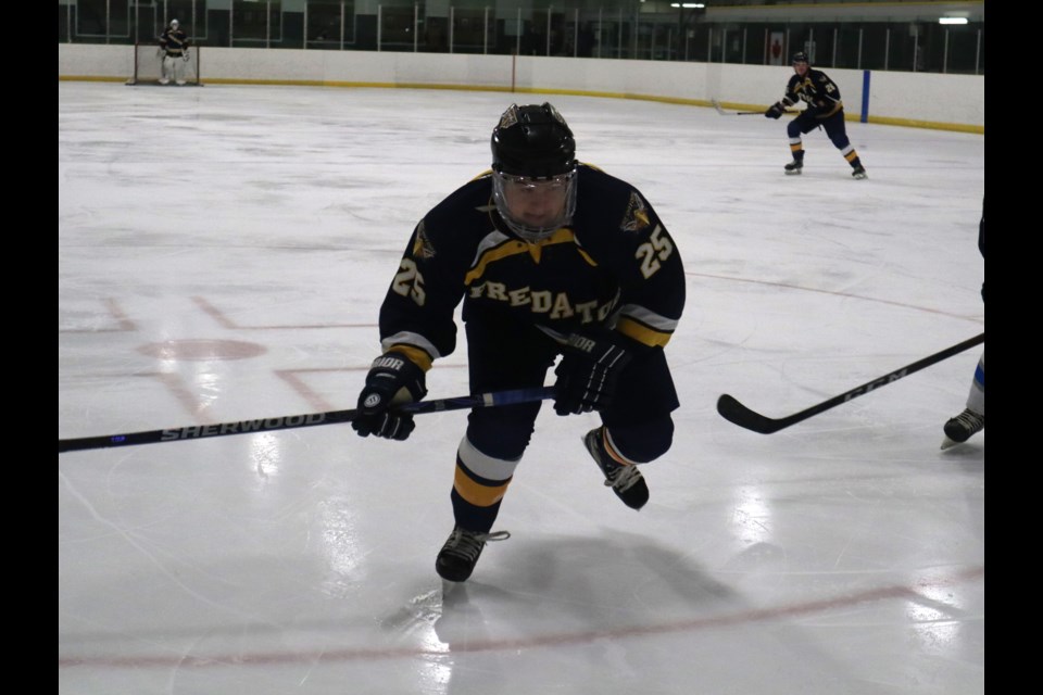 Cameron Savoie in an image from the 2022-2023 season. The forward played his first game this season on Saturday night