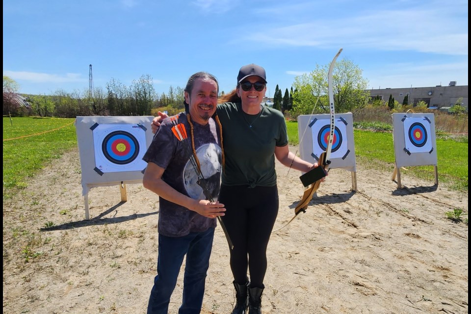 Roger Jacklin and Kirstyn Smith of Red Tail Adventures worked in partnership to teach archery at the native centre’s spring celebration.