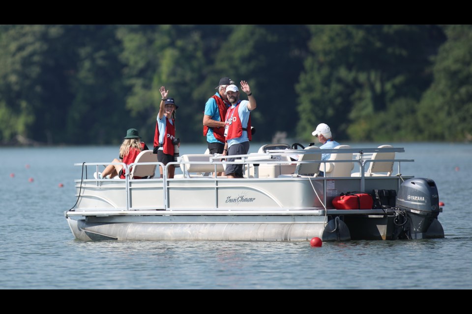 Volunteers helping out on the Henley course during the 2022 Canada Summer Games.