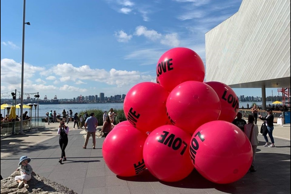 The Big Love Ball art by artist Wendy Williams Watt on show at The Shipyards in North Vancouver on Saturday, Aug. 28. 