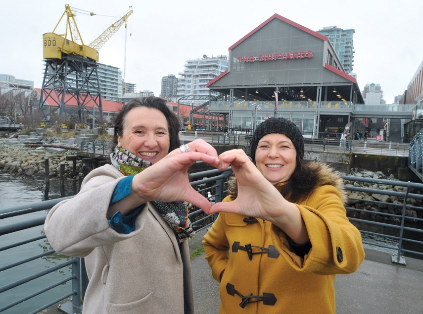 Artists Sophie Babeanu (left) and Sandrine Pelissier are co-ordinating a public art project taking images submitted by City of North Vancouver residents that will be inserted into a tiled public art piece within a photo of the waterfront.