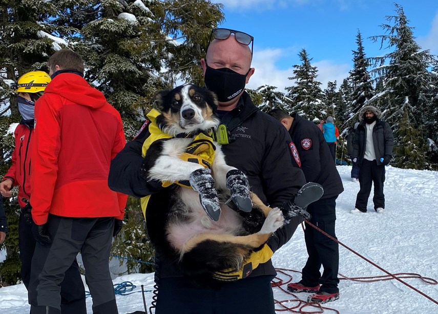 North 鶹ýӳfire Capt. Paul Cylla is all smiles under his mask after assisting in the rescue of a stranded dog and his human. 