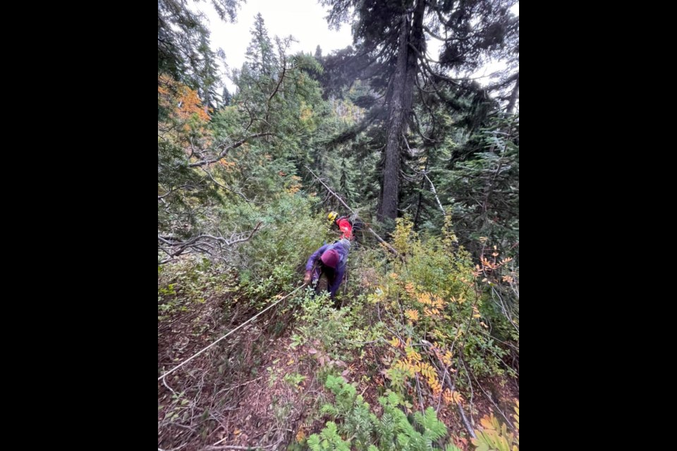North Shore Rescue crews helped stranded hikers out of steep terrain using ropes on Saturday afternoon.