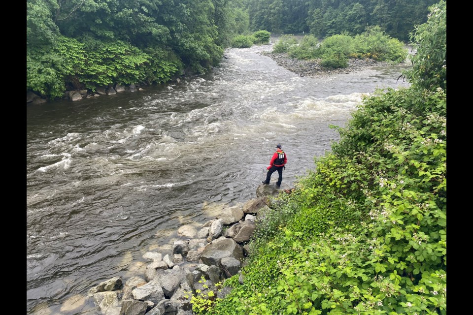 Rescuers were dispatched after two kayakers fell into the fast-moving Seymour River on Sunday. 