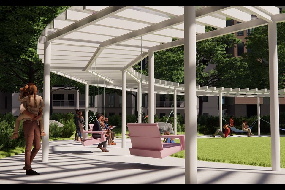 The City of North Vancouver has released the designs for a new circle-shaped park to be built at 1600 Eastern Ave. The park’s main feature is a circular covered canopy with hammocks and porch swings hanging from underneath.