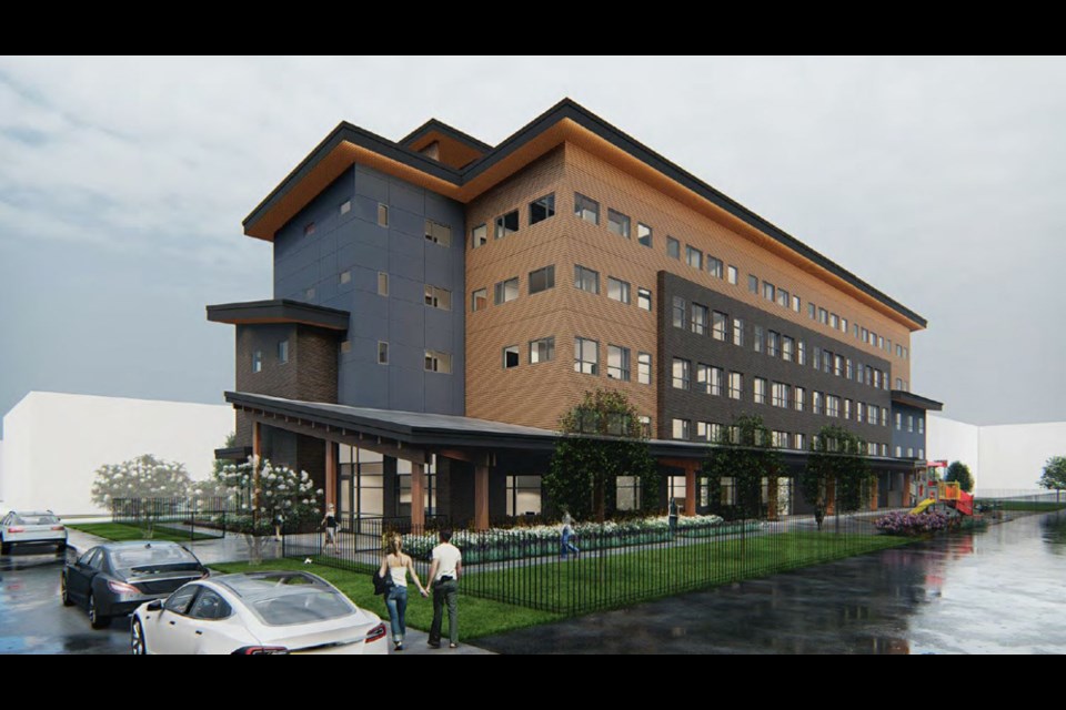 An architect's rendering shows how a proposed RainCity Housing and Support Society supportive housing project will look in North Vancouver if approved by council.