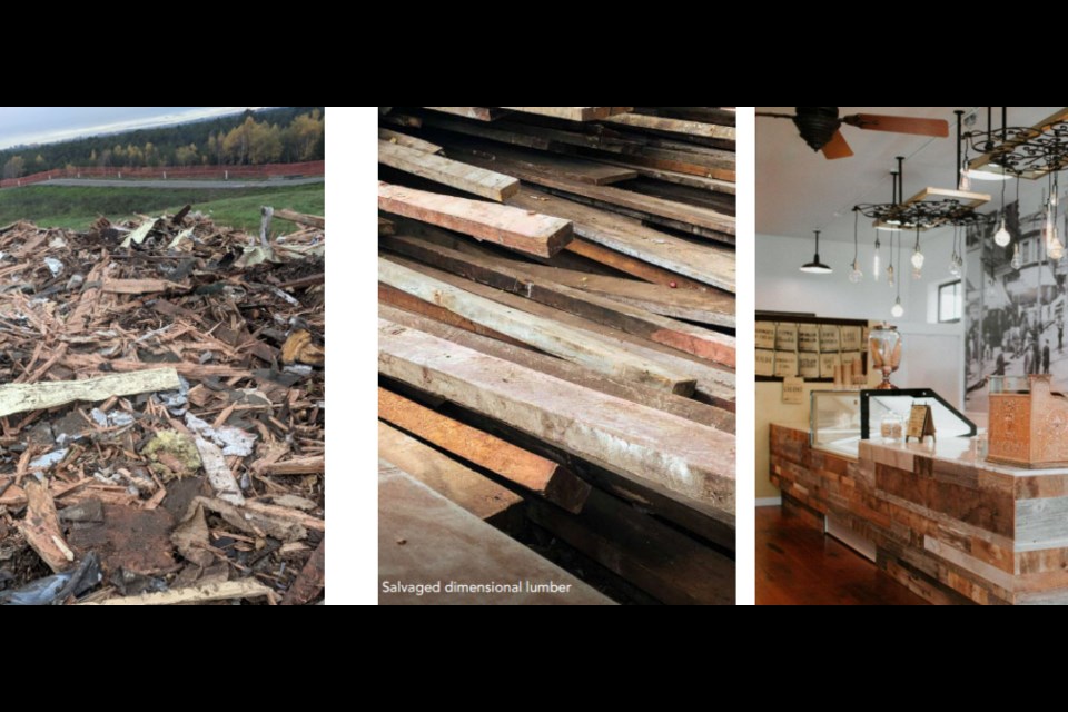 Salvaged lumber can be repurposed in a variety of ways.