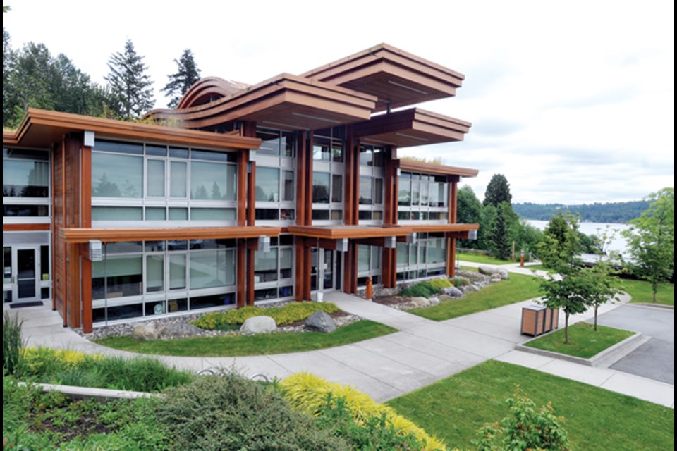 Tsleil-Waututh Nation's Administration and Health Centre building was completed in 2018. Its undulating roof is designed to celebrate the symbiotic relationship between the Nation's people and the sea.