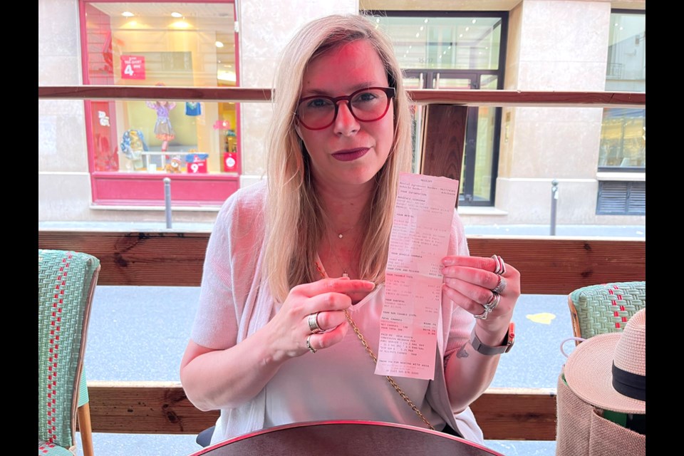 Giovanna Boniface with her Avis Car Rental bill that claims she drove more than 36,000 in less than three days, Aug. 19, 2022.