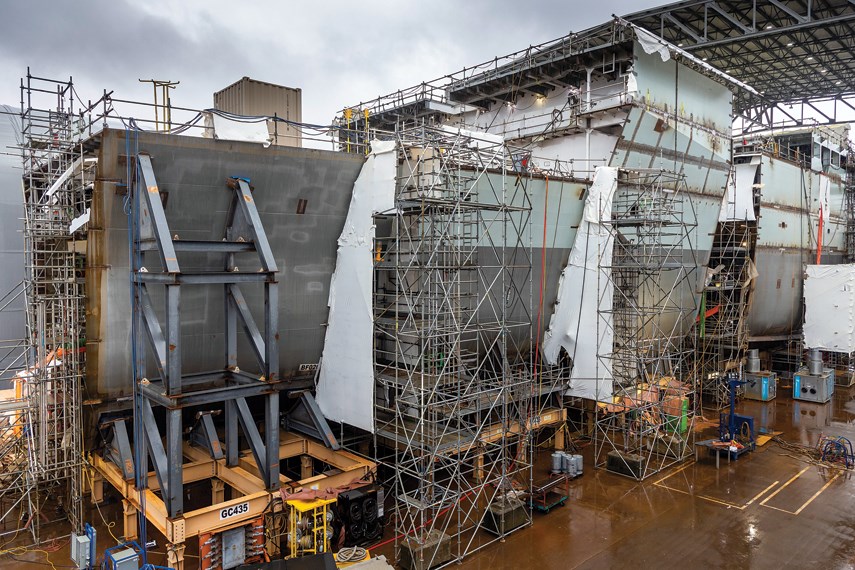 Work is underway at Seaspan Shipyards on the navy's joint support ships, pictured here in December 2020. The shipyard was awarded work on one of two polar icebreakers by the federal government on Thursday, May 6, 2021.