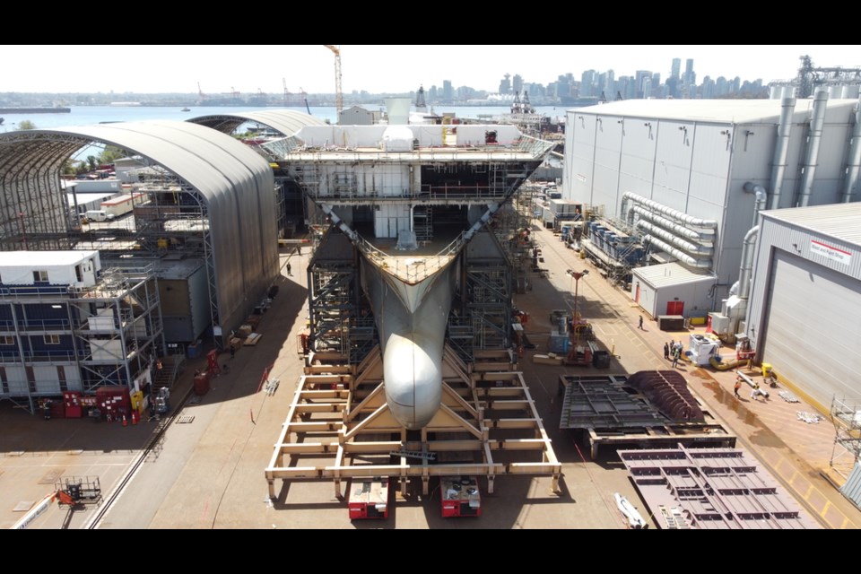 The first joint support ship under construction at Seaspan Shipyards in North Vancouver