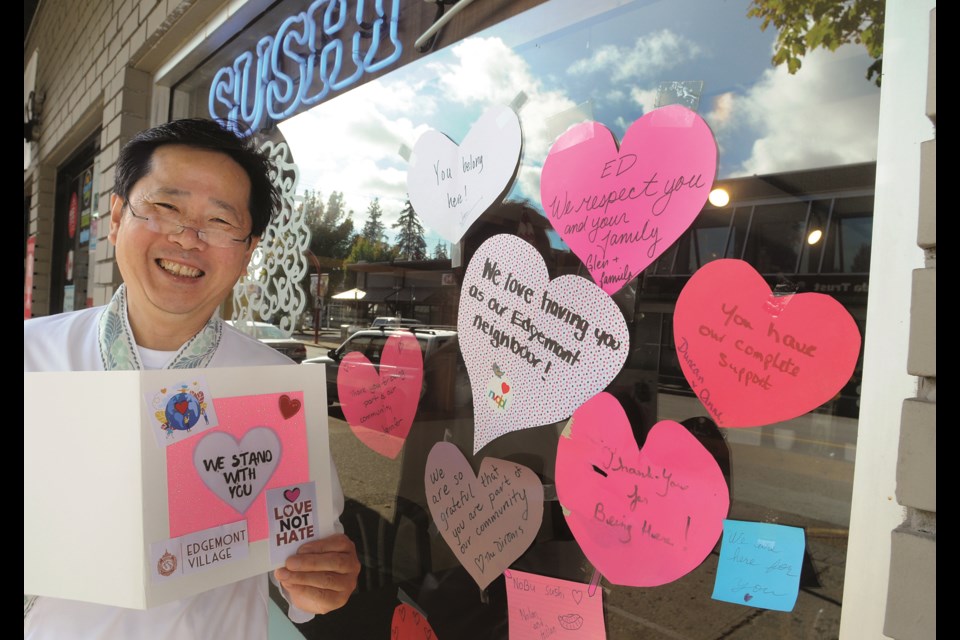 Edgemont's Nobu Sushi owner Ed Hur recently was on the receiving end of an alleged racist rant from a woman outside his restaurant. Letters of support from residents and fellow business owners have helped Ed and his wife to cope with the disturbing incident.