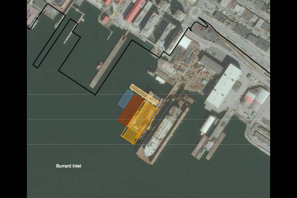 A map shows the proposed placement of additional dry docks at Vancouver Drydock.