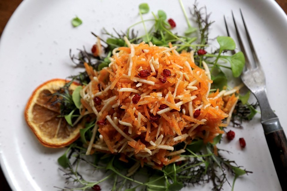 Barberries sparkle like jewels in a Persian-spiced carrot and celeriac salad.