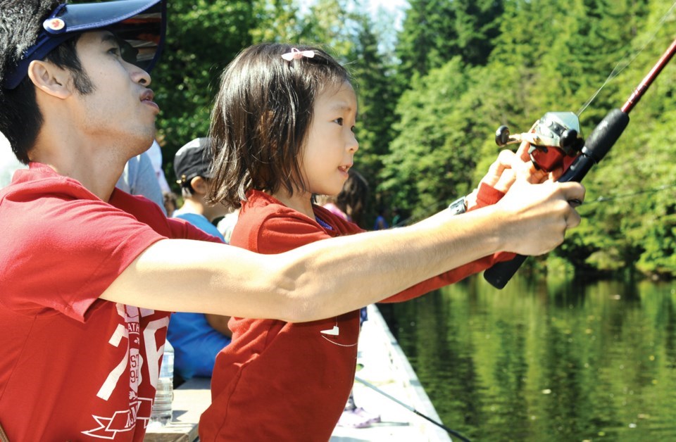 Dads can cast with their kids at Rice Lake on Sunday as part of Family Fishing Weekend.