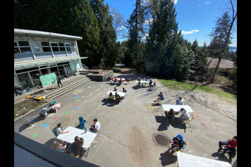 West Bay Elementary teacher Amy Flett and her Grade 6 class of 27 students took on a challenge to be 100 per cent outdoors this week. 