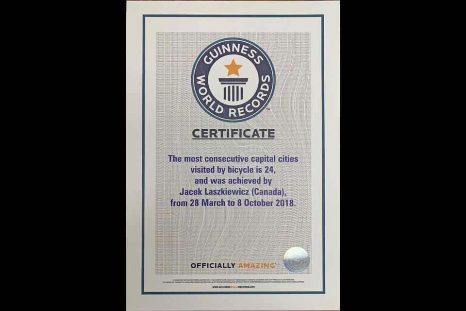 Jacek Laszkiewicz was pleasantly surprised when an official certificate from Guinness World Records showed up this December. 