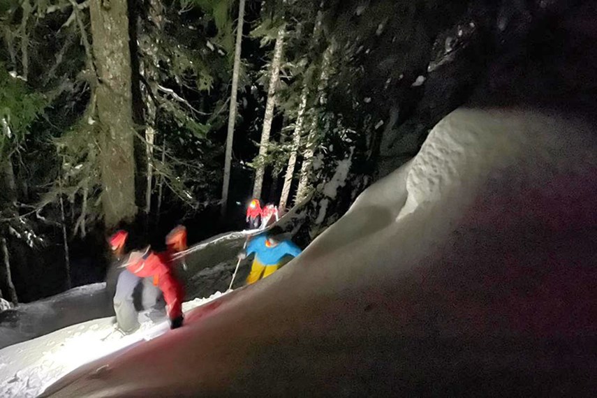 North Shore Rescue scales the steep terrain at Suicide Gully near Mount Seymour on Wednesday (March 10). 
