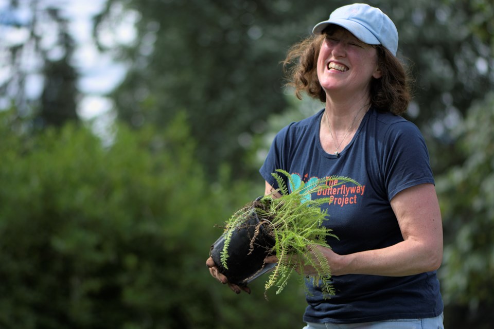 Volunteer Sally Hocking helps lead the planting effort for the Grand Boulevard pollinator garden. She became a David Suzuki Butterflyway Project ranger in 2018.